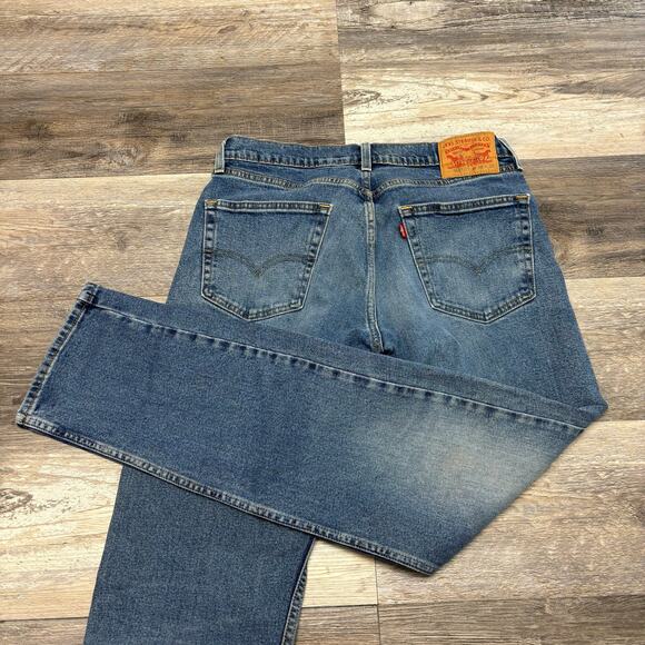Levis 505 Dark Wash Faded Blue Mens 31x30‎ Regular Straight Denim Jeans Red Tab - Picture 3 of 13